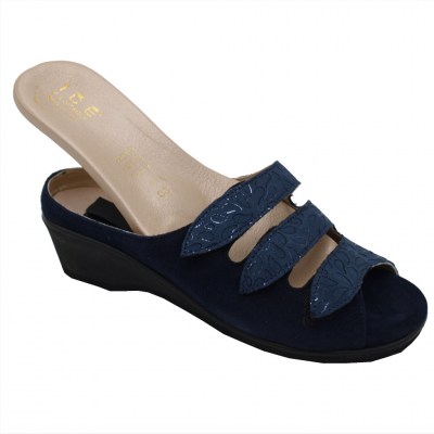 Angela Calzature Numeri Speciali special numbers Shoes Blue chamois heel 2 cm