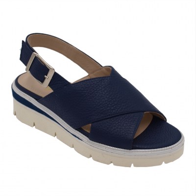 Angela Calzature Numeri Speciali sandali in pelle colore blu tacco basso 1-4 cm   Numeri 33,34,42,43 numeri speciali    