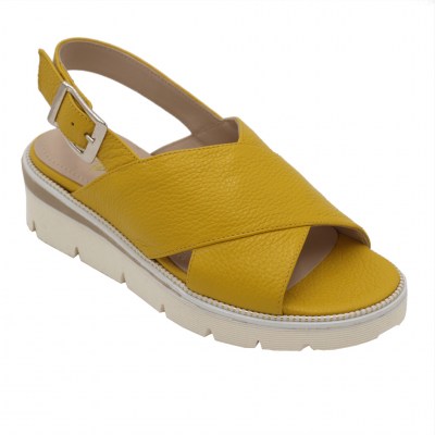 Angela Calzature Numeri Speciali special numbers Shoes Yellow leather heel 2 cm