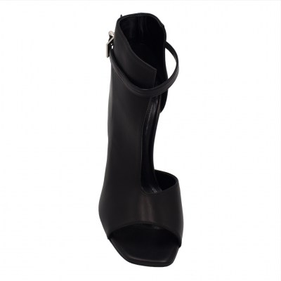 Angela Calzature sandali in pelle colore nero tacco alto 8-11 cm    numeri standard    