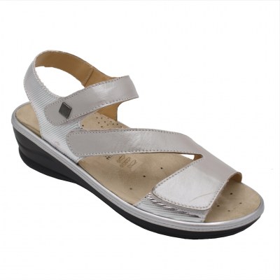 Calzaturificio Valconfort sandali in pelle colore grigio tacco basso 1-4 cm    numeri speciali    
