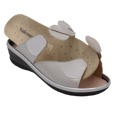 Calzaturificio Valconfort pantofole ciabatte in pelle colore grigio tacco basso 1-4 cm    numeri standard    