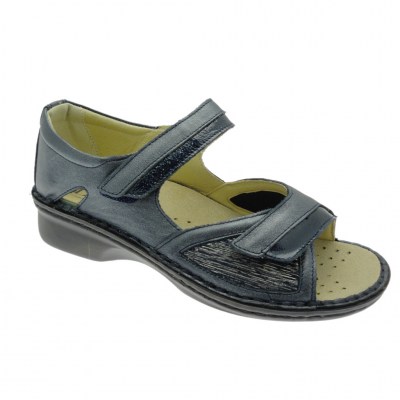 Calzaturificio LOREN M2834 scarpa sandalo blu extra large ortopedico regolabile