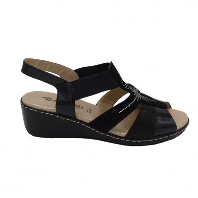 Confort sandali in vernice colore nero tacco basso 1-4 cm    numeri standard    