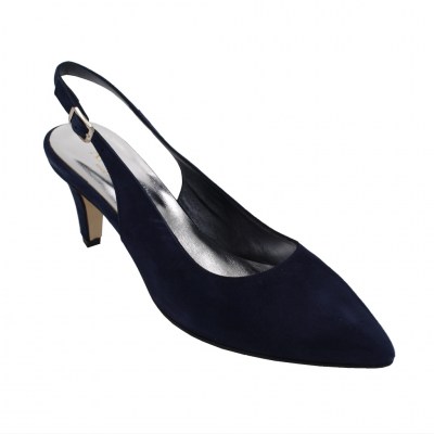 Angela Calzature Numeri Speciali special numbers Shoes Blue chamois heel 6 cm