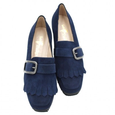 Angela Calzature Numeri Speciali special numbers Shoes Blue chamois heel 3 cm