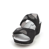 Sandalo donna in camoscio nero q60144
